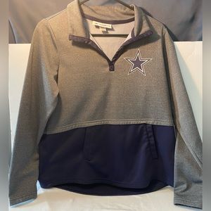 DALLAS COWBOY Authentic Pullover Small Gray/Navy Collared V Neck Unisex Top Logo